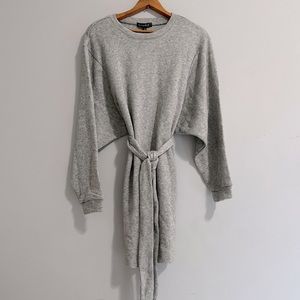 Dynamite Front-tie Sweater Dress - Grey